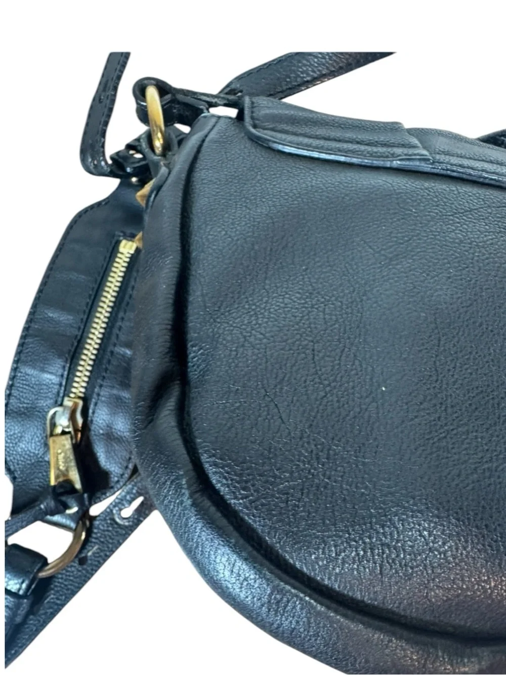 Chloe Black Leather Neo Folk Elsie Crossbody Bag